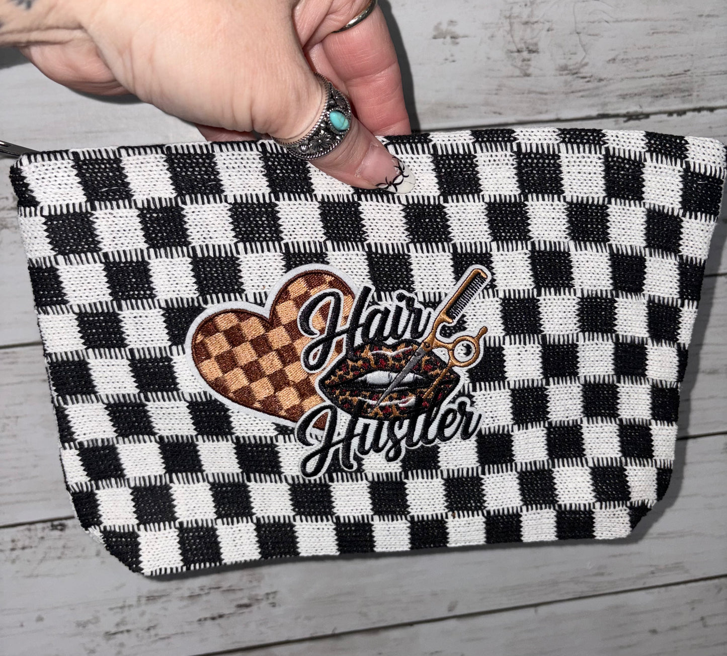 Checkered Makeup Bag
